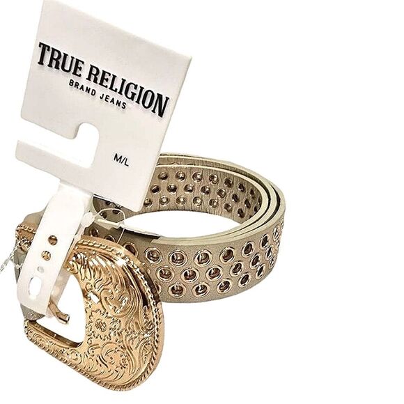 True Religion Gold Metallic Studded  Belt